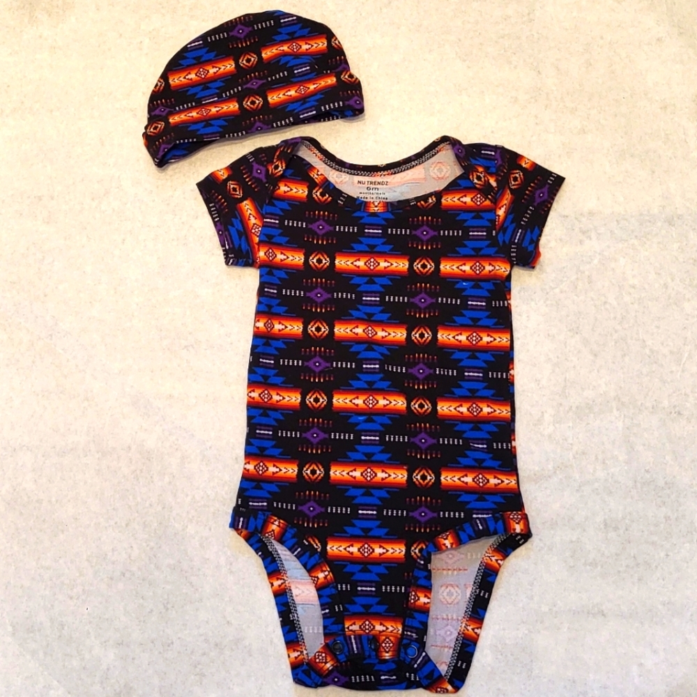 Nu Trendz southwest design onesie/bodysuit with matching beanie